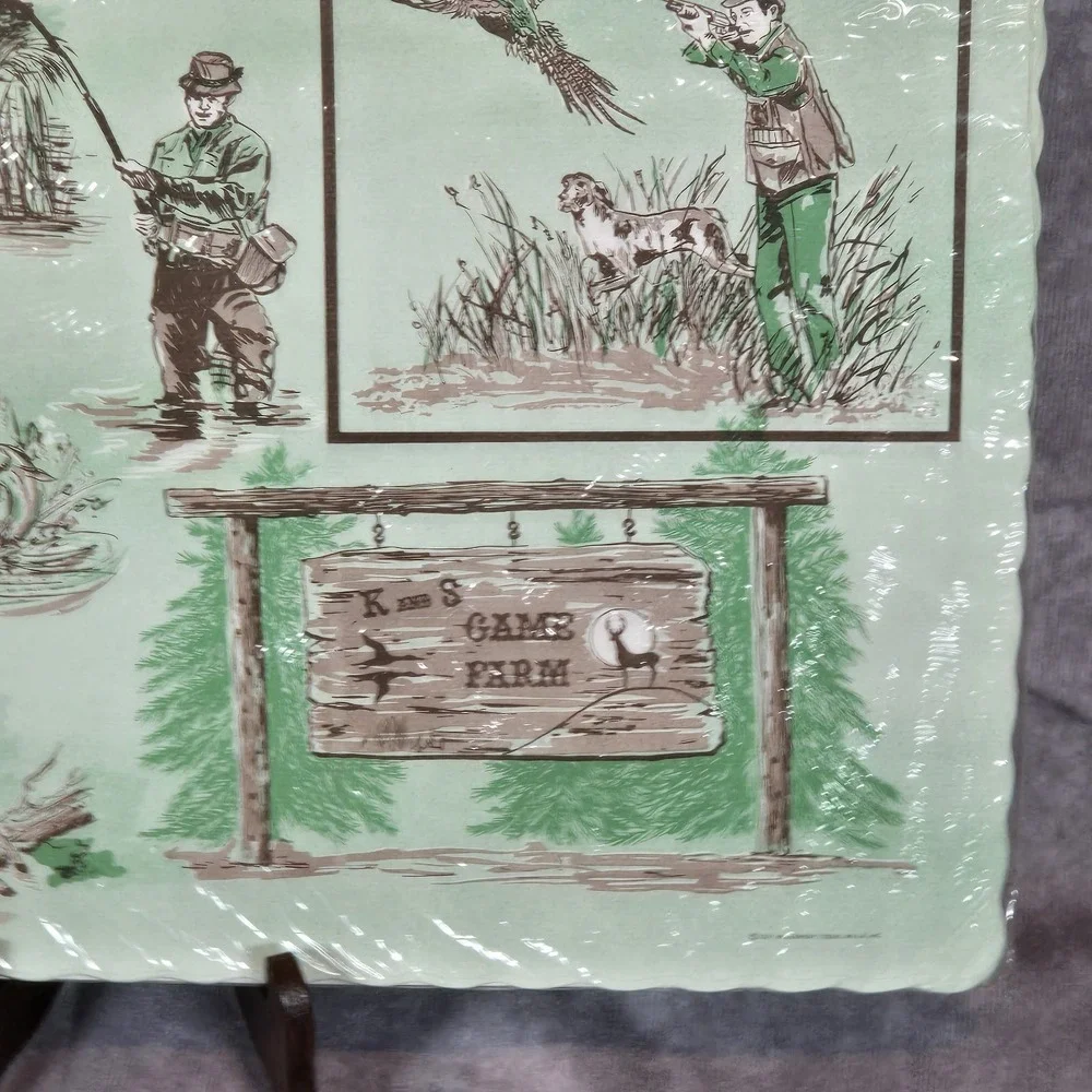 Vintage K & S Game‎ Farm Paper Placemats Shiocton WI 1977 Wisconsin Tissue Mills